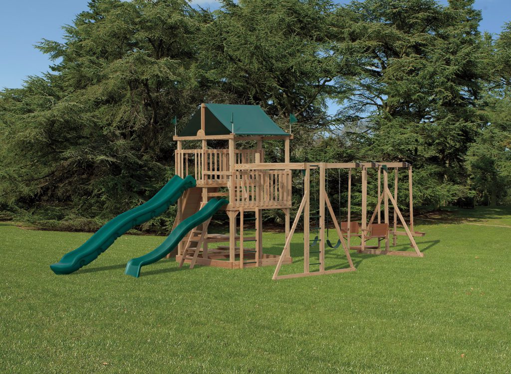 Backyard Playground Set of Swing and Slide with roof