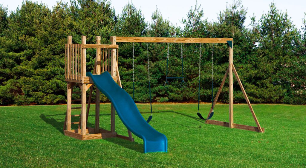 Backyard 601 Treated Pine Play Set on grassy backyard