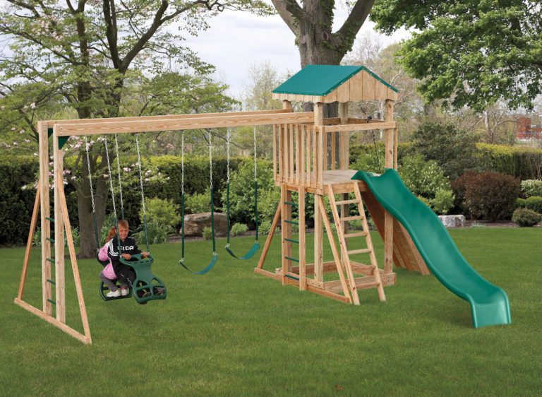 Backyard 703 Treated Pine Play Set on grassy backyard